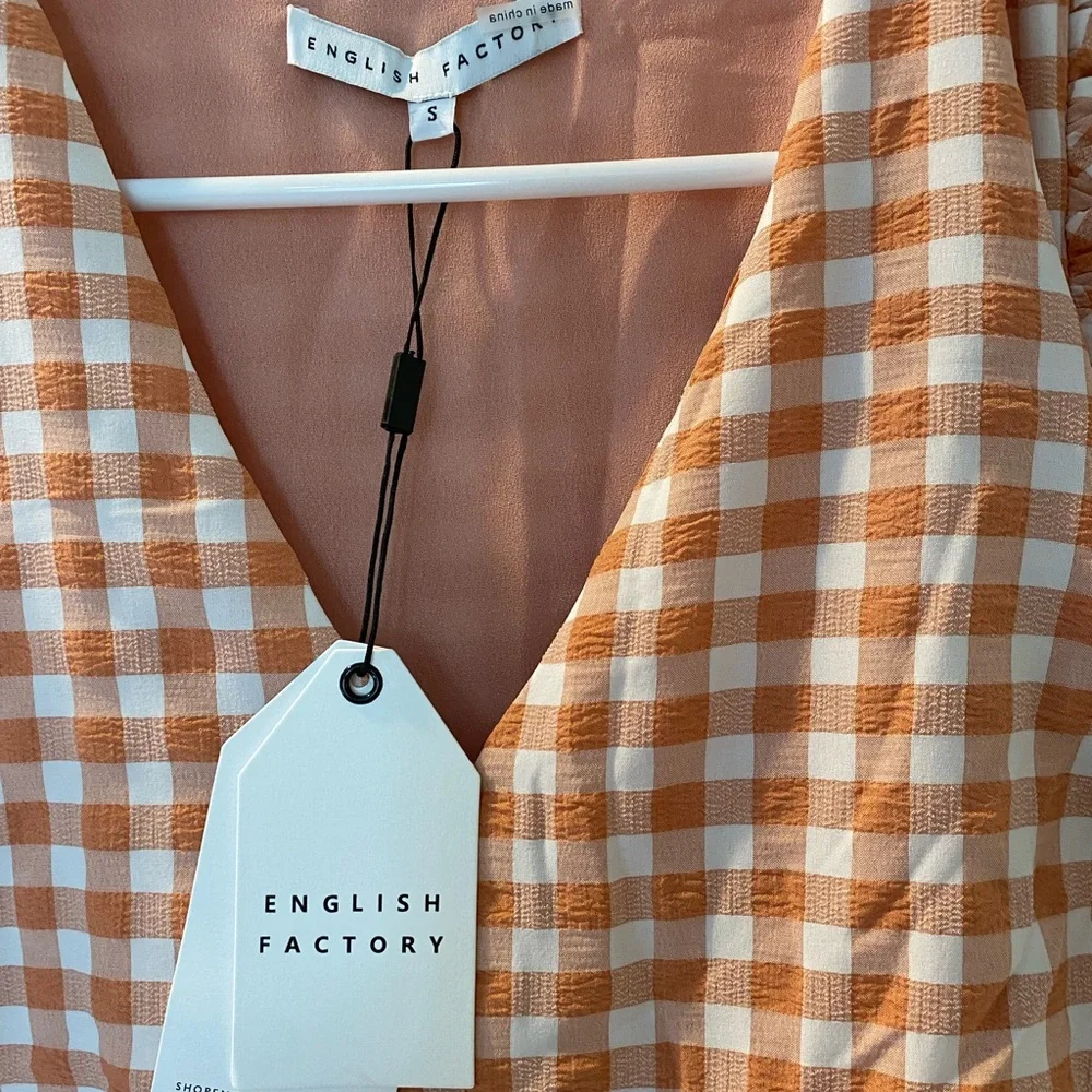 English Factory Orange Gingham Maxi Dress - Picture 2 of 4